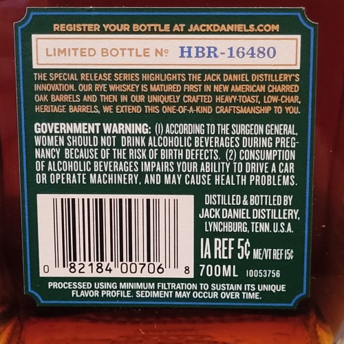 2023 Jack Daniel's Twice Barreled Special Release Heritage Barrel Rye Whiskey Daniels