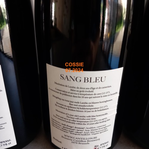 3 bottles SANG BLEU CANTILLON