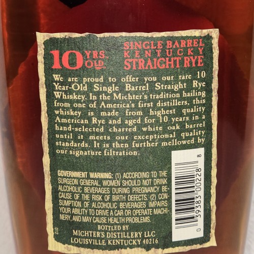 michter 10 yr rye 23J