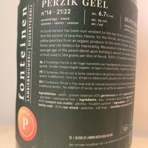 3 Fonteinen - 3F PERZIK GEEL - Yellow PEACH 2022 (a bottle of 750ml)