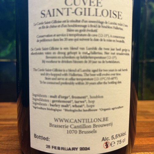 1 bottle (75cl) of CANTILLON Cuvée Saint-Gilloise - Latest !!!