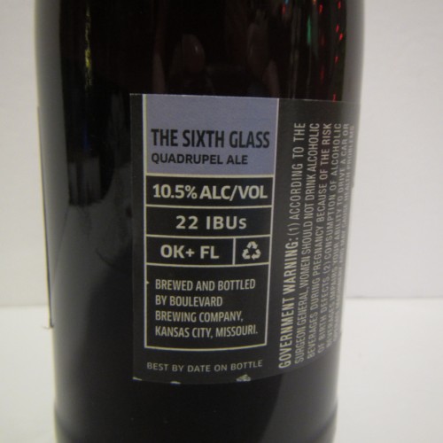 Boulevard The Sixth Glass Quadrupel 2016, 12 oz bottle