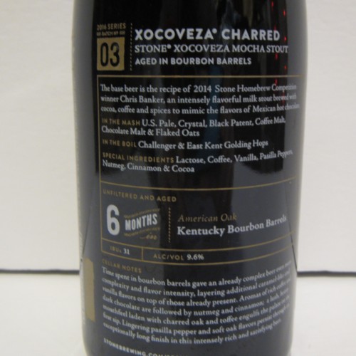 Stone Xocoveza Charred Bourbon Barrel Aged Stout 2016 Batch No 03, 500ml Bottle