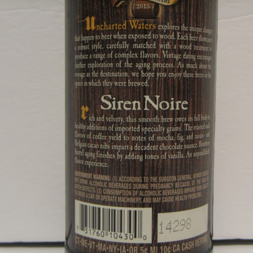 Heavy Seas Uncharted Waters Siren Noire Stout 2015, 22oz bottle