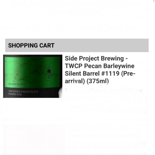 Side Project TWCP Pecan Barleywine Silent Barrel #1119