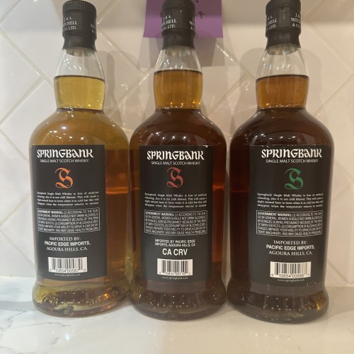 Springbank 10, 12, and 15 years