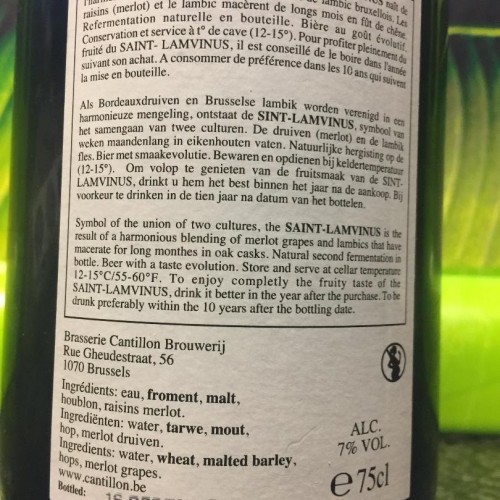 1 bottle (75cl) of CANTILLON SAINT LAMVINUS 2019