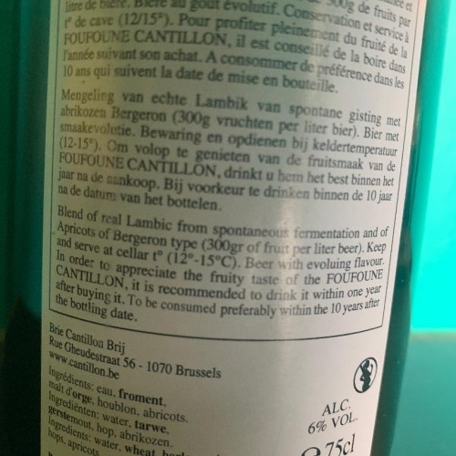 1 bottle (75cl) of CANTILLON FOU FOUNE 2023 - Latest release !