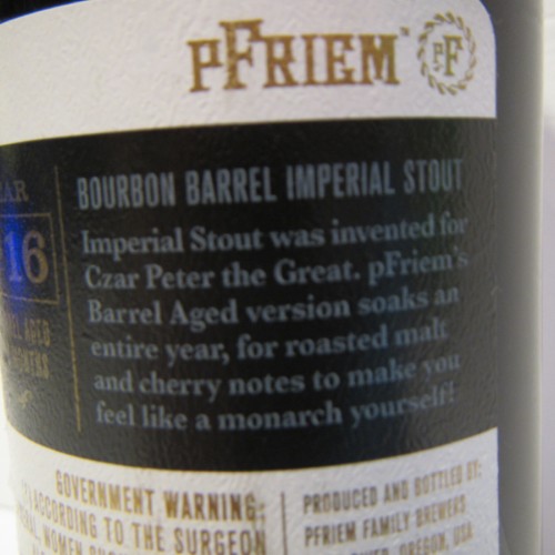 pFriem 2016 Bourbon Barrel Aged Imperial Stout, 375ml bottle