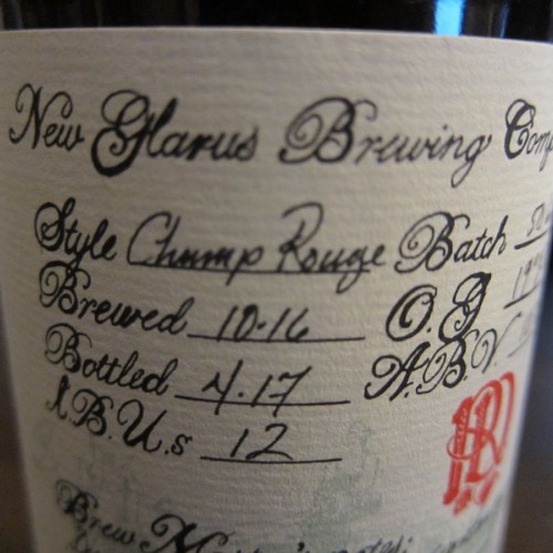 New Glarus Champ Rouge Fruited Sour 2017 R&D