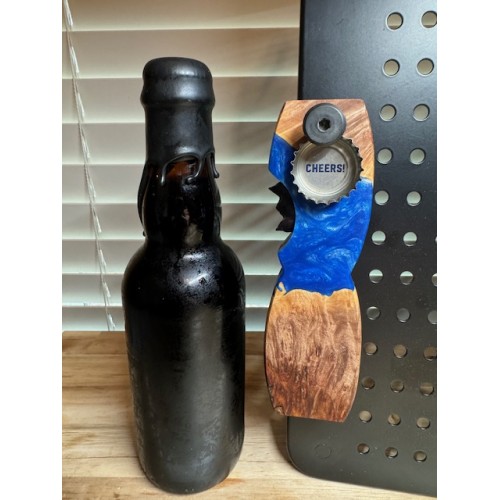 Solid Burl & Resin River table looking - Beer Bottle Opener - Hand Made in Minnesota