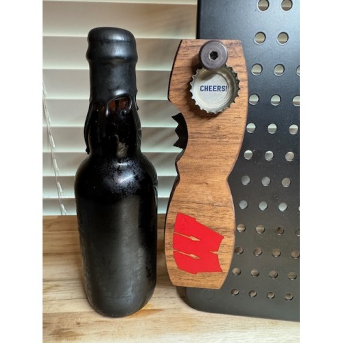 Wisconsin (W) - Fan Tribute - Beer Bottle Opener - Made from Walnut from Wisconsin