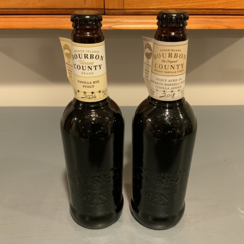 Goose Island Bourbon County 2018 Vanilla  Stout and 2024 Vanilla Rye Stout