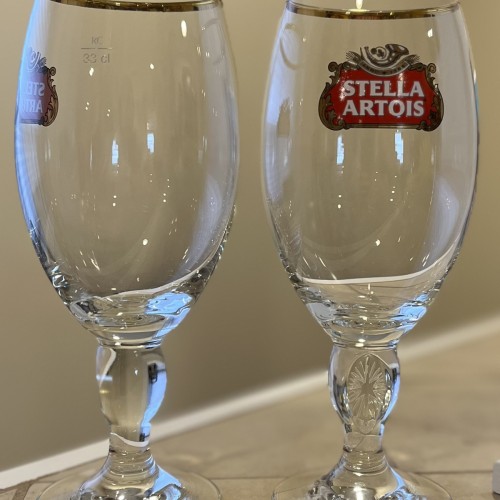 Set of (2) Stella Artois chalice glasses