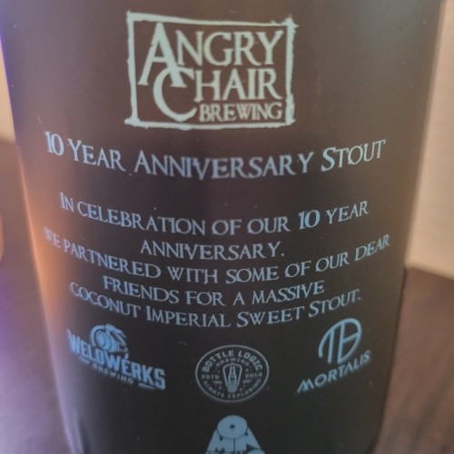 Angry Chair 10 Year Anniversary Coconut Stout FREE SHIPPING