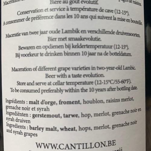 1 bottle (75cl) of CANTILLON SAINT LAMVINUS 2022